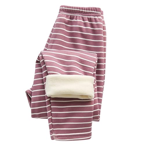 XINYUNZU Thermohose Kinder Gestreift Winterhose Thermo Leggings Gefütterte Hose Pyjama Hose Schlafanzughose Freizeithose Hosen für Mädchen und Jungen 3-14 Jahre Alt Outlet Shop Sale Lila 11 Jahre von XINYUNZU