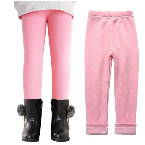 XINYUNZU Thermoleggings Mädchen Thermo Leggings Winter Fleece Gefütterte Leggings Thermohose Kinder Winterhose Warme Hose Kuschel Hosen für 2-11 Jahre Alt Angebot Rosa 6-7 Jahre von XINYUNZU