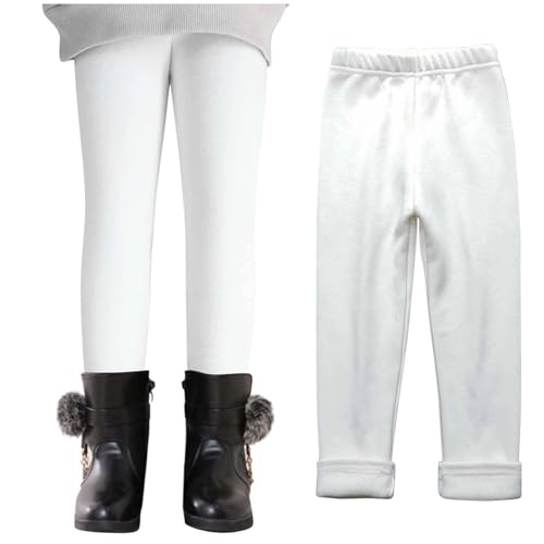 XINYUNZU Thermoleggings Mädchen Thermo Leggings Winter Fleece Gefütterte Leggings Thermohose Kinder Winterhose Warme Hose Kuschel Hosen für 2-11 Jahre Alt Blitzangebote Weiß 6-7 Jahre von XINYUNZU