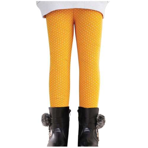 XINYUNZU Thermoleggings Mädchen Thermo Leggings Winter Fleece Gefütterte Leggings Thermohose Kinder Winterhose Warme Hose Kuschel Hosen für 2-11 Jahre Alt Super Sale Angebote Gelb 8-9 Jahre von XINYUNZU