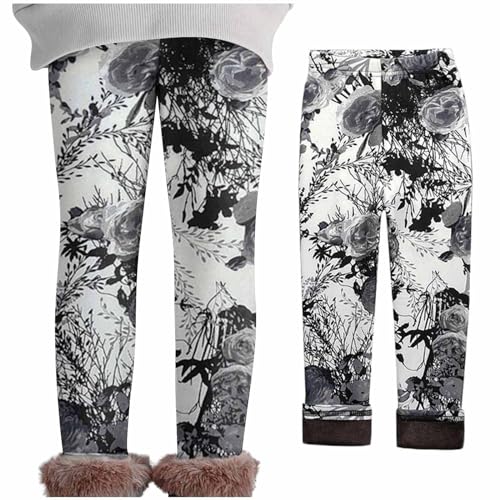 XINYUNZU Thermoleggings Mädchen Thermo Leggings Winter Fleece Gefütterte Leggings Thermohose Kinder Winterhose Warme Hose Kuschel Hosen für 2-11 Jahre Alt Tages Angebote Sale Schwarz 8-9 Jahre von XINYUNZU