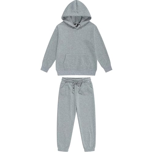 Trainingsanzug Kinder Jungen Jogginganzug Hoodie und Jogginghose 2 Teiler Outfit Sportanzug Kapuzenpullover mit Hose Bekleidungssets Sport Klamotten Grau 2-3 Jahre von XINYUNZU