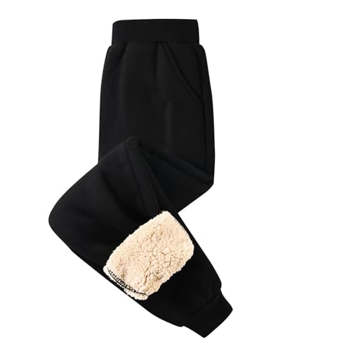 XINYUNZU Unisex Kinder Hose Jogginghose Winterhose Gefütterte Fleece Thermohose Trainingshose Sporthose Freizeithose Fleecehose Casual Hosen für Jungen und Mädchen Deals of The Day Schwarz 3 Jahre von XINYUNZU