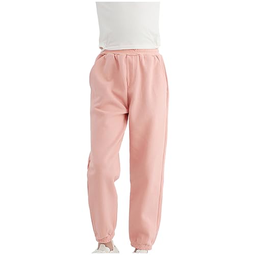 XINYUNZU Unisex Kinder Jogginghose Baumwolle Jogger Hose Trainingshose Einfarbige Sporthose Sweatpants Outdoor Hosen für Jungen und MädchenAngebote des Tages Heute Blitzangebote Rosa 8 Jahre von XINYUNZU