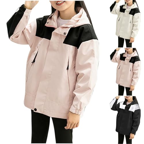 XINYUNZU Unisex Kinder Windjacke Softshelljacke Mode Jacke Windbreaker Wasserdicht Übergangsjacke Kapuzenjacke Outdoor Jackets Jacken für Jungen und Mädchen Blitzangebote Rosa 12 Jahre von XINYUNZU