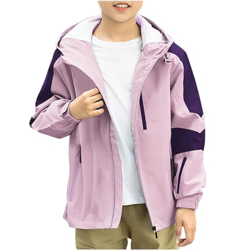 XINYUNZU Unisex Kinder Windjacke Softshelljacke Mode Jacke Windbreaker Wasserdicht Übergangsjacke Kapuzenjacke Outdoor Jackets Jacken für Jungen und Mädchen Deals Of The Day Lila 8 Jahre von XINYUNZU