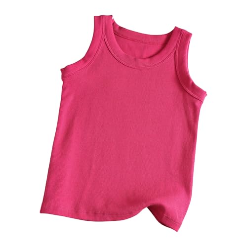 XINYUNZU Unterhemd Kinder Baumwolle Atmungsaktiv Tanktop Sommer Top Shirt Ärmellos Casual Oberteile Dünne Trägertop Unterhemden für Mädchen und Jungen Pink 6 Jahre von XINYUNZU
