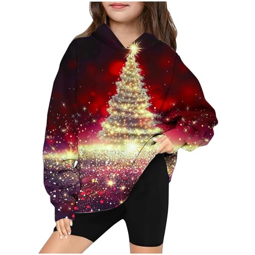 XINYUNZU Weihnachts Hoodie Mädchen Jungen Weihnachtspullover Sweatshirt Weihnachten Weihnachtspulli Unisex Kinder Christmas Kuschelhoodie Weihnachtskleidung Blitzangebote des Tages Roségold 11 Jahre von XINYUNZU