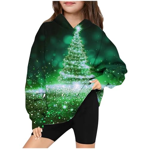 XINYUNZU Weihnachts Hoodie Mädchen Jungen Weihnachtspullover Sweatshirt Weihnachten Weihnachtspulli Unisex Kinder Christmas Kuschelhoodie Weihnachtsshirt Weihnachtskleidung Blitzangebote Grün 7 Jahre von XINYUNZU