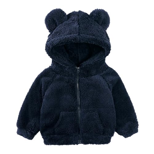 XINYUNZU Winterjacke Jungen Fleecejacke Kinder Fleece Sweatjacke Warm Kapuzenjacke Flauschig Kuscheljacke Boys Coat Fleecepullover mit Reißverschluss & Taschen Jacken Angebot Marine 4 Jahre von XINYUNZU