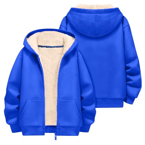 XINYUNZU Winterjacke Jungen Fleecejacke Kinder Verdickte Fleece Gefütterte Sweatjacke Kapuzenjacke Warm Hoodie Jacke Kinderjacken Winter Wintermantel Outdoor Jacken Blau 4 Jahre von XINYUNZU