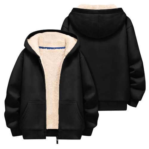 XINYUNZU Winterjacke Jungen Fleecejacke Kinder Verdickte Fleece Gefütterte Sweatjacke Kapuzenjacke Warm Hoodie Jacke Kinderjacken Winter Wintermantel Outdoor Jacken Schwarz 3 Jahre von XINYUNZU