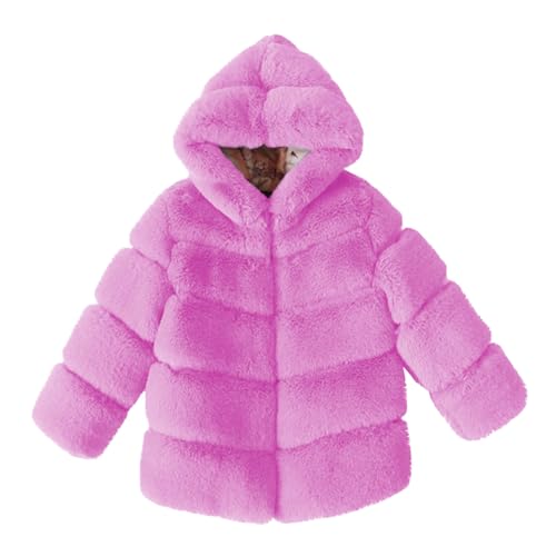 XINYUNZU Winterjacke Mädchen Kuscheljacke Warm Freizeitjacke mit Kapuze Kinderjacke Cute Coat Girl Kunstpelz Jacke Mode Outdoorjacke Kinder Wintermantel Lila 9–10 Jahre von XINYUNZU
