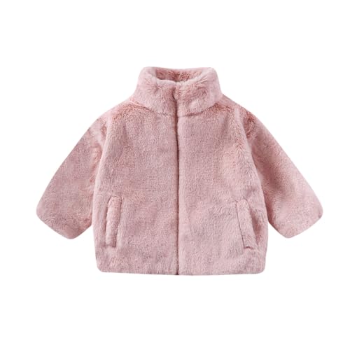 XINYUNZU Winterjacke Mädchen Teddyjacke Warm Kinderjacke Fleece Jacke Kuscheljacke Freizeitjacke mit Reißverschluss & Taschen Casual Coat Girl Outdoorjacke Fleecejacke Kinder Rosa 4 Jahre von XINYUNZU