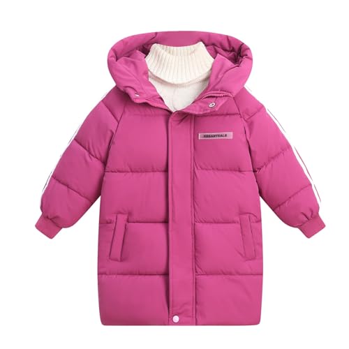 XINYUNZU Wintermantel Kinder Daunenjacke Lang Puffer Mantel mit Kapuze Warme Winterjacke mit Reißverschluss & Knöpfe Winddicht Mäntel für Jungen und Mädchen Warehouse Deal Pink 6 Jahre von XINYUNZU