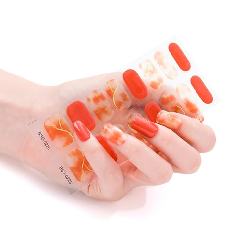 16 Stück Nagellackstreifen Frauen Selbstklebende Warme Farblackaufkleber Komplette Wraps Nägel von XINgjyxzk