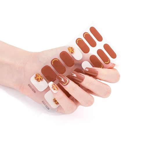 16 Stück Nagellackstreifen Frauen Selbstklebende Warme Farblackaufkleber Komplette Wraps Nägel von XINgjyxzk