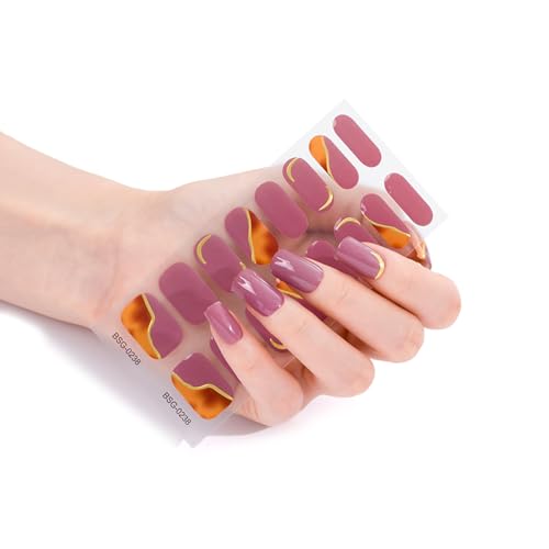 16 Stück Nagellackstreifen Frauen Selbstklebende Warme Farblackaufkleber Komplette Wraps Nägel von XINgjyxzk