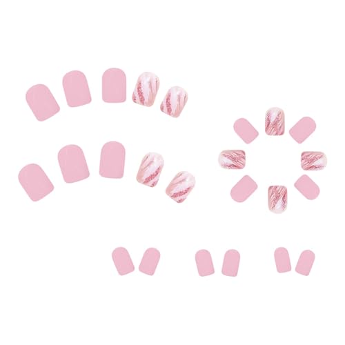 24 Stück Glänzende Künstliche Nägel Zum Aufdrücken Einfarbig Künstliche Nägel Unregelmäßige Linien Vollständige Abdeckungen Zum Aufkleben Der Nägel Für Frauen Und Mädchen von XINgjyxzk