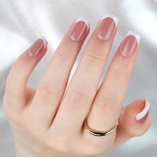 30 Stück Kurze Künstliche Nägel Weiße Französische Spitze Künstliche Nägel Zum Aufdrücken Der Nägel Einfache Vollständige Abdeckung Zum Aufkleben Der Nägel Für Frauen von XINgjyxzk