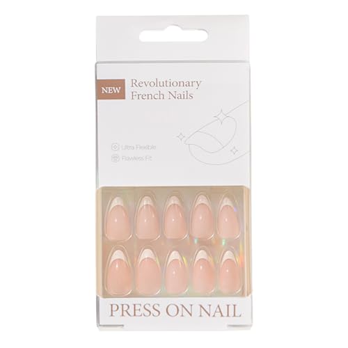 30-teiliges Press On Nägel Mandel Mittel Kunstnägel Acryl Falschnägel Set Mit Französischer Spitze Zum Aufkleben Auf Den Nägeln Für Frauen Und Mädchen von XINgjyxzk