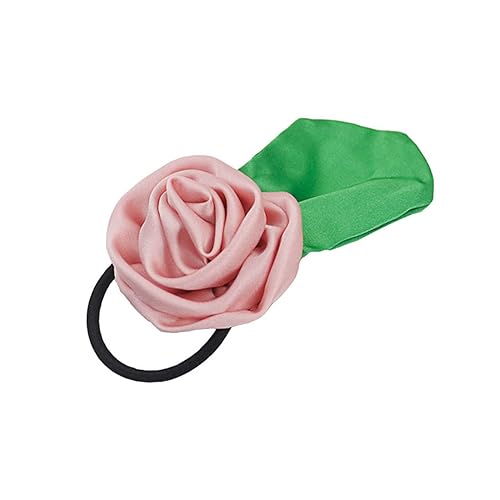 Elastische Haarbänder mit handgefertigten Rosenblumen, Pferdeschwanz-Halter, elastische Blumen-Haarbänder, Stirnbänder, Ringe, Haargummi, dehnbare Stirnbänder, Ringe, Haargummi, Pferdeschwanz-Halter von XINgjyxzk