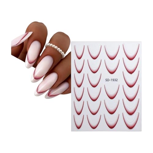 French Line Nails Art Aufkleber Selbstklebende Farbverläufe Nagelaufkleber Französische Spitzennägel Aufkleber Dekoration Nagelzubehör von XINgjyxzk
