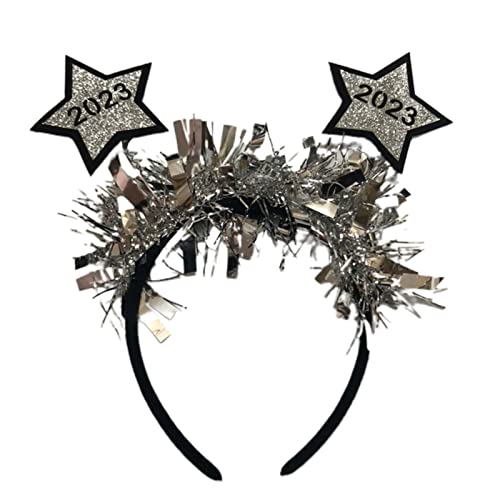 Glitzernder fünfzackiger Stern Stirnband Festival Haarreifen Performance Kopfschmuck Neujahr Kostüm Unisex Glitzer Stirnbänder für Frauen Glitzer Stirnbänder für Frauen Silber Golden Glitter von XINgjyxzk