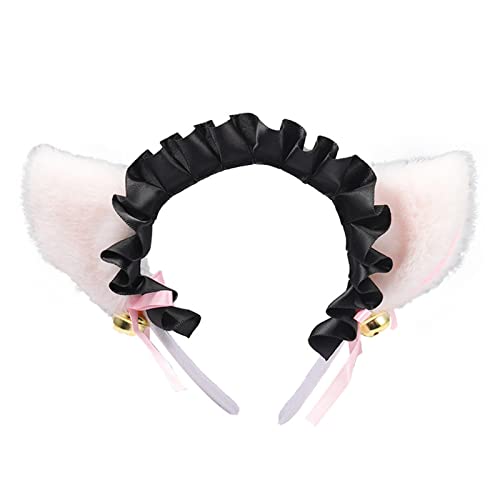 Haarband für Mädchen, plissiert, Spitze mit Ohren, schwarz, für Make-up, Fotografieren, Karneval, Party, Kopfschmuck, niedliche Stirnbänder für Damen, zum Waschen des Gesichts, niedliche Stirnbänder von XINgjyxzk