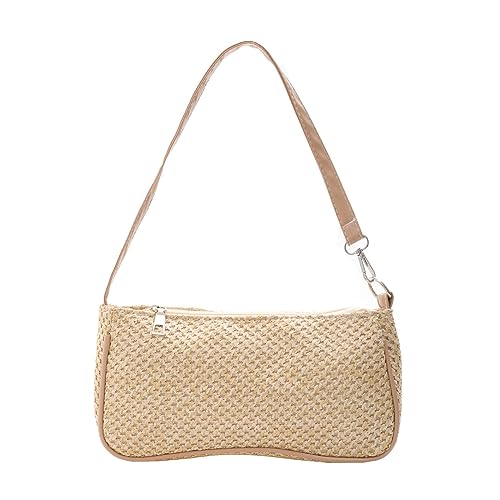 Modische Aus Stroh Gewebte Unterarmtasche Mit Reißverschluss Umhängetasche Party Handtasche Geburtstagsgeschenk Luxus Tasche von XINgjyxzk