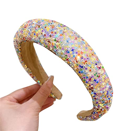 Modische Stirnbänder für Damen, rutschfest, weich, dick, breit, Mädchen, glitzernde Pailletten, Haar-Accessoire, Pailletten-Stirnband für Frauen, Haarmode, ohne Druck, modisch, dehnbar, rutschfest von XINgjyxzk