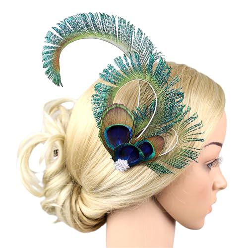 Pfauenfeder-Haarspange für Frauen mit Fascinator, Haarnadel, Kopfbedeckung für Cocktail-Party, französischer Stil, Haarspange, Feder-Haarspange, Festival-Haarschmuck von XINgjyxzk