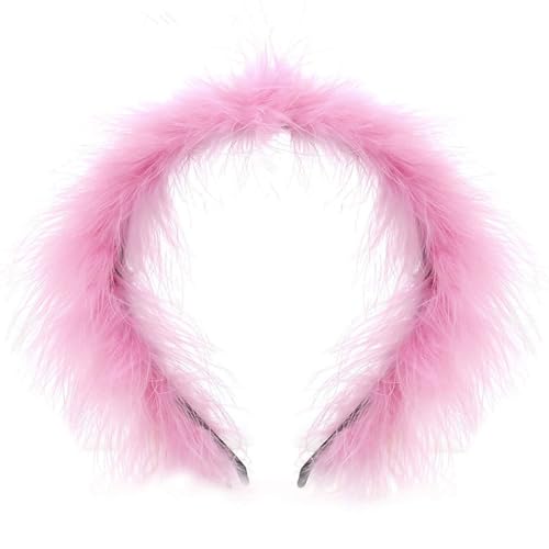 Plüsch-Feder-Stirnbänder für Damen, luxuriöses Temperament-Haarband, Braut, Hochzeit, Haarschmuck, Party, Kopfbedeckung, Weihnachts-Stirnband von XINgjyxzk