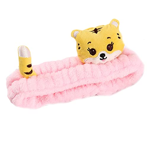 Plüsch für Haarband, niedliches Stirnband, weich, elastisch, rutschfest, Turban, Korallensamt, Kopfbedeckung für Damen, Mädchen, Gesichtswäsche, Make-up, niedliches Tigerohr-Stirnband zum Waschen des von XINgjyxzk