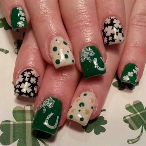 Quadratische Nägel Tipps Künstliche Nägel Kleber Auf Den Nägeln Aufklebende Nägel Patrick's Day Press On Nägel Künstliche Falsche Nägel Für Frauen von XINgjyxzk