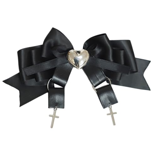 Süße süße Mädchen-Haarspange mit dunklem Band, Kreuz, Gothic-Stil, Y2K-Stil, Haarschmuck, süße Balletcore-Gothic-Haarnadel von XINgjyxzk