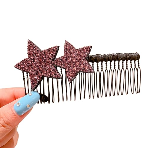 Y2K Haarspange mit Strasssteinen, Stern-Haarnadel für weibliche schimmernde Haare, rutschfester Haarkamm für dünnes Haar, Ornament, Haarstylingkamm, modische Haarspange, Damen-Haarspange von XINgjyxzk