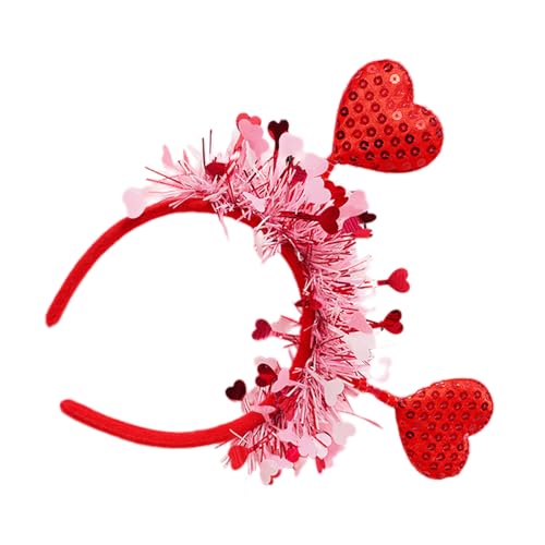 Zartes Valentinstag-Stirnband mit Herz, für Mädchen, Valentinstag-Stirnband mit Lametta, für Damen, Teenager, Glitzer-Haarschmuck, Lametta-Haarband, Weihnachts-Lametta-Stirnband für Mädchen von XINgjyxzk