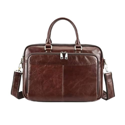 XIOMOLI Aktentaschen Herren Laptoptaschen Handtaschen Echtes Leder Messenger Schultertaschen Casual Daypacks(Brown) von XIOMOLI