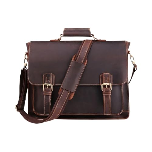 XIOMOLI Retro Herren Laptop Taschen Handtaschen Aktentaschen Echtes Leder Messenger Schultertaschen Casual Daypacks(Brown) von XIOMOLI