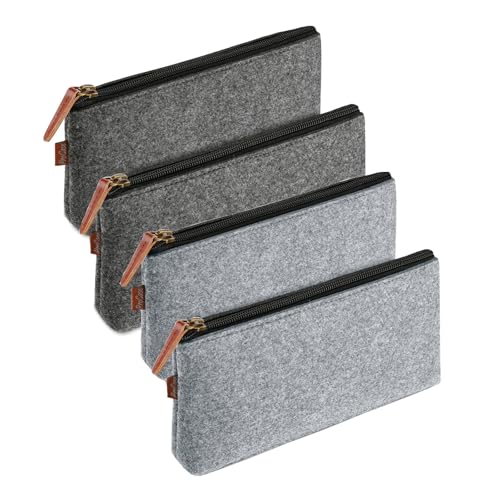 XIONGXIAOZHI Kosmetiktasche Filz Mit Reißverschluss Multifunktions Briefpapier Beutel Multifunktions Federmäppchen Filz Mäppchen Für Stifte, Bleistifte, Markierungen Und Andere Schulbedarf (4 Stück) von XIONGXIAOZHI