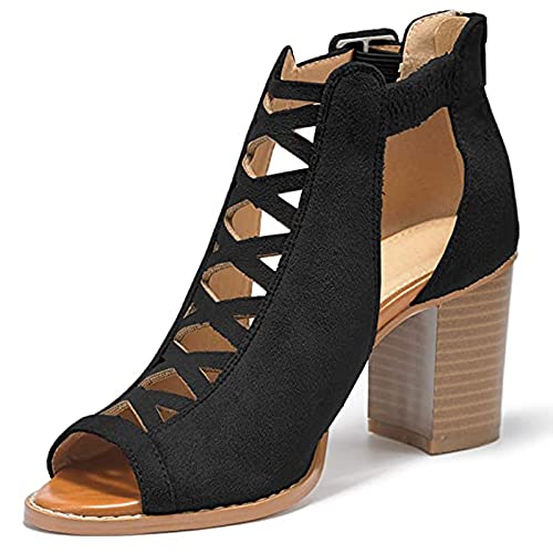 Damen Sandalen Plattform Bequem Stilettos Strand Schnürung Retro Blockabsatz mit Absatz Elegant High Heels Keilabsatz Vintage Böhmen Plateau Sommer Sexy Sandaletten Riemchen Riemen Peeptoe zehenfrei von XIOerziwo