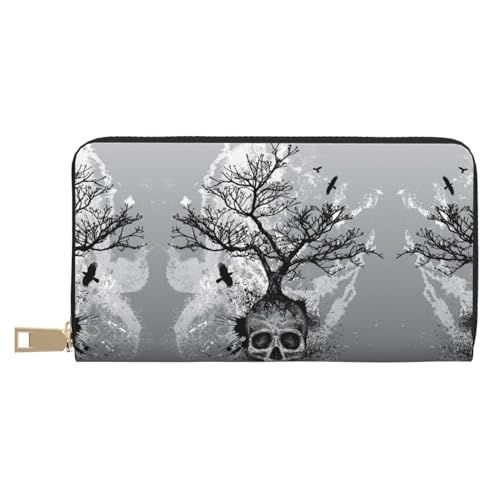 XIPEGKLD American Football Ball On Grass Sports Print Leather Wallet Perfect for Organizing Your Essentials, Totenkopf, schwarzer cooler Adler, Einheitsgröße von XIPEGKLD