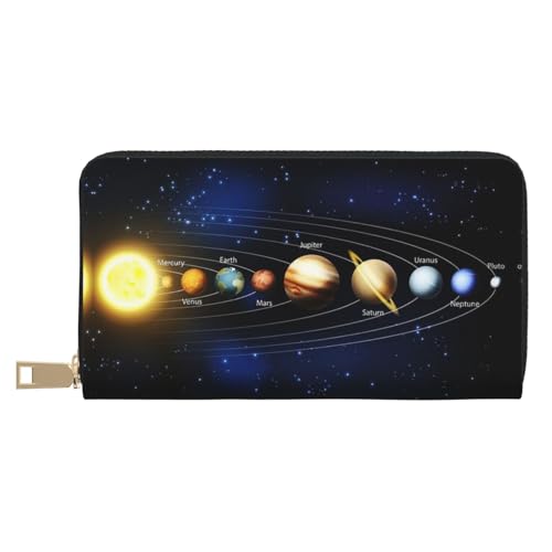 XIPEGKLD Exploring The Solar System Print Leather Wallet Perfect for Organizing Your Essentials, Erkundung des Sonnensystems, Einheitsgröße von XIPEGKLD