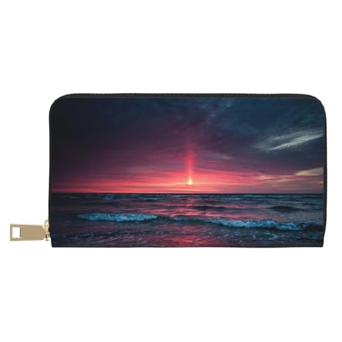 XIPEGKLD Exploring The Solar System Print Leather Wallet Perfect for Organizing Your Essentials, Ocean Tide at Warm Twilight, Einheitsgröße von XIPEGKLD