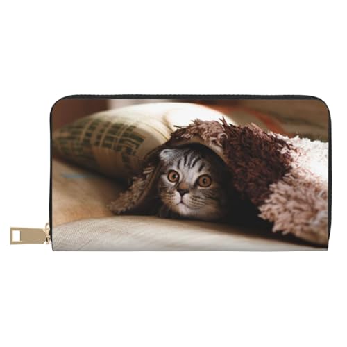 XIPEGKLD Man Looking Up Universe Night Sky Print Leather Wallet Perfect for Organizing Your Essentials, Katzen-Unterdecke, Einheitsgröße von XIPEGKLD