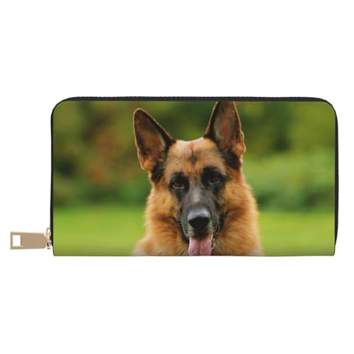 XIPEGKLD Rotweinglas Cheers Print Leder Geldbörse perfekt für die Organisation Ihrer wichtigen Dinge, Happy German Shepherd, Einheitsgröße von XIPEGKLD