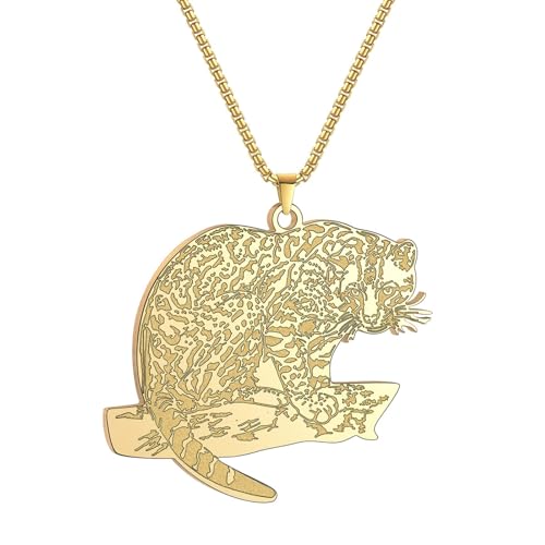 XIPIEIO Kette Hundemarke Männer und Frauen Halskette Ocelot Anhänger Halskette Frauen Männer Schmuck Punk Tierschmuck Ocelot Südamerikanische Wildkatze Halskette von XIPIEIO