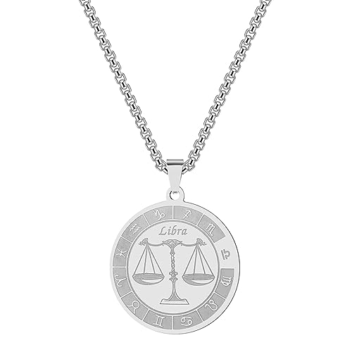 XIPIEIO Kette Hundemarke Männer und Frauen Halskette Waage Sternzeichen Halskette 12 Sternbild Anhänger Halskette für Frauen Halskette Männer Schmuck Geschenke von XIPIEIO