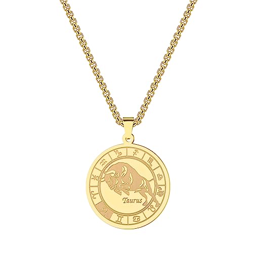 XIPIEIO Kette Hundemarke Männer und Frauen Halskette Weiblich Elegant Sternzeichen 12 Sternbild Halsketten Stier Anhänger Charm Kette Choker Halsketten für Frauen Schmuck von XIPIEIO